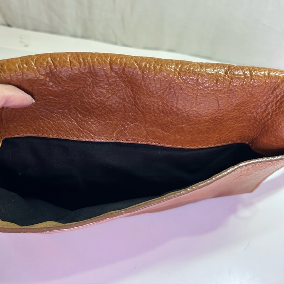 Zara Woman Genuine Leather Tan Crossbody Flap Bag Toggle Closure Boho Chic - Picture 6 of 11